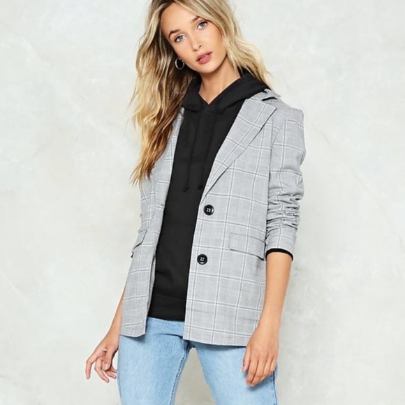 Nasty Gal Jackets & Blazers - Checked Blazer Size XS Size 6